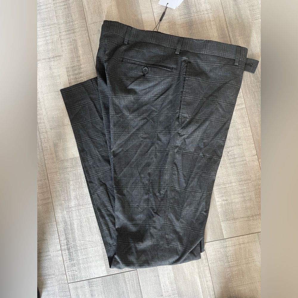 Calvin Klein Black and Gray Checkered Trousers